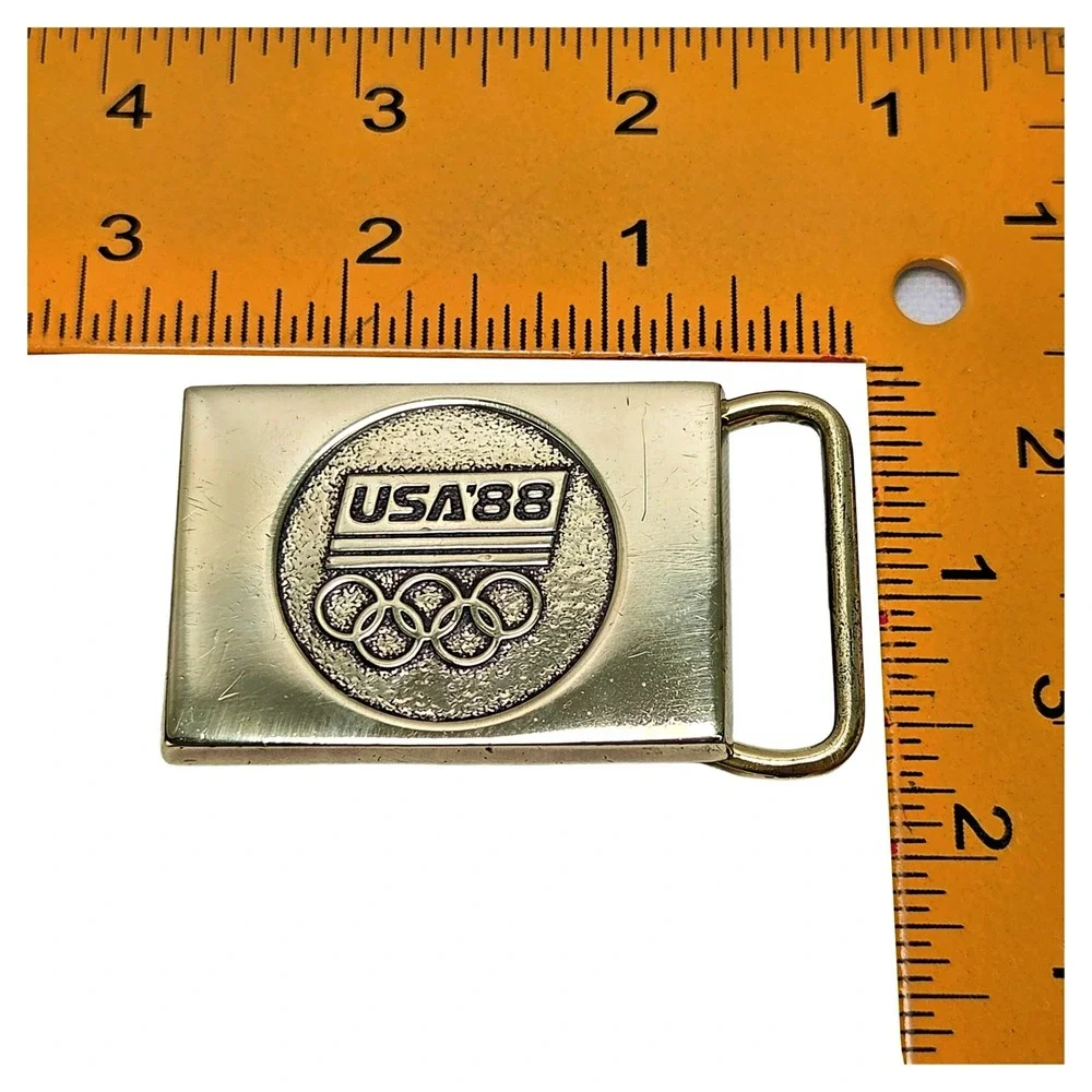 BTS 1988 USA Olympics Solid Brass Belt Buckle Vintage Collectible Retro Accessor